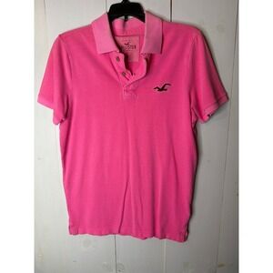 Hollister Mens M Pink Cotton Pique Logo Polo Shirt